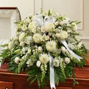 Treasured Memories Half Casket Cover - White